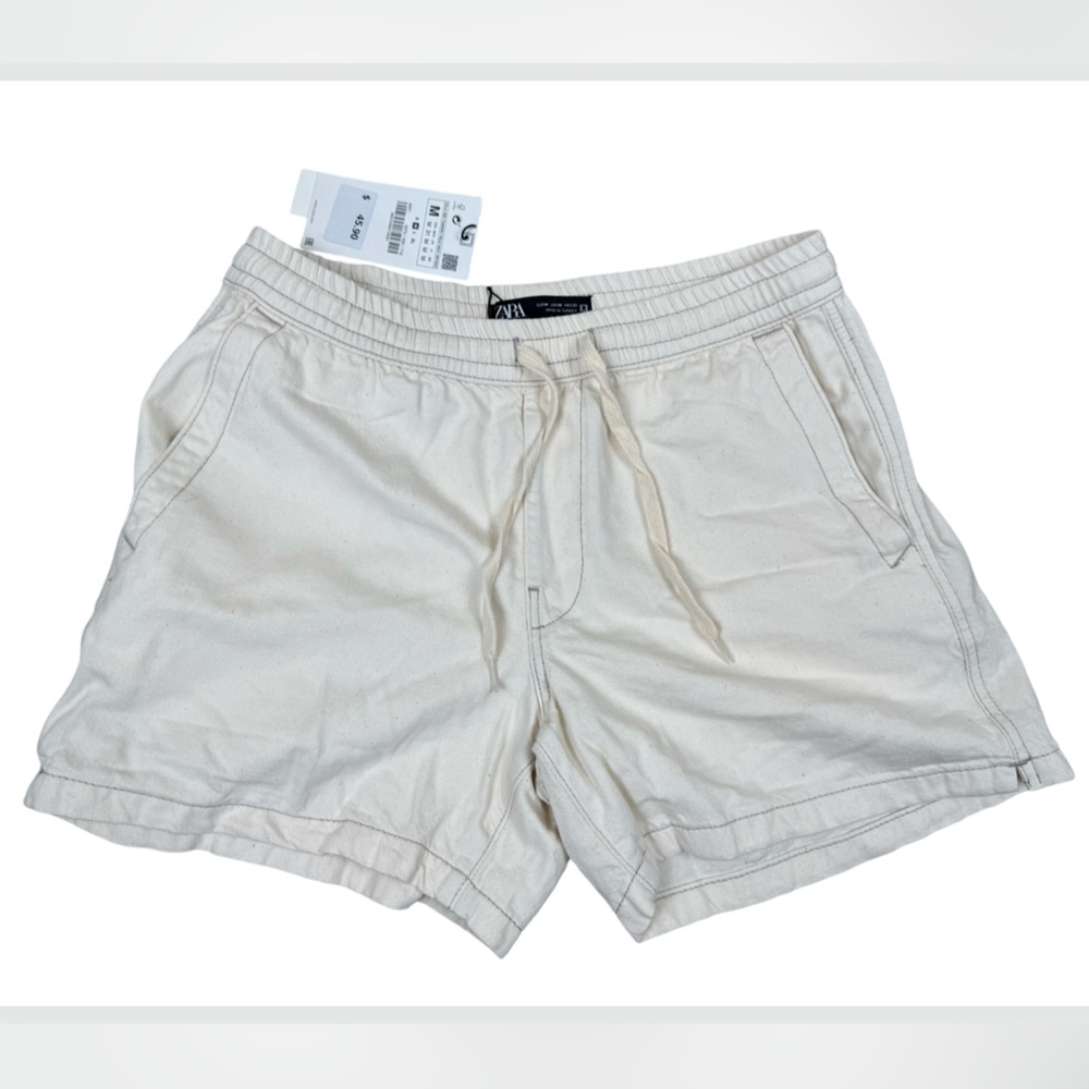 NWT Zara Cream Casual Shorts Women’s Size Medium Relaxed